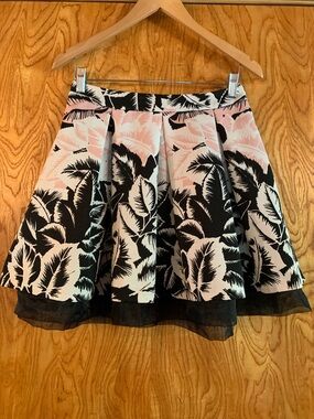Express Black & Light Pink Tropical Circle Skirt